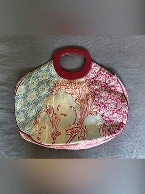 Anthropologie Floral Patchwork Tote in Pink, Cream, and Blue
